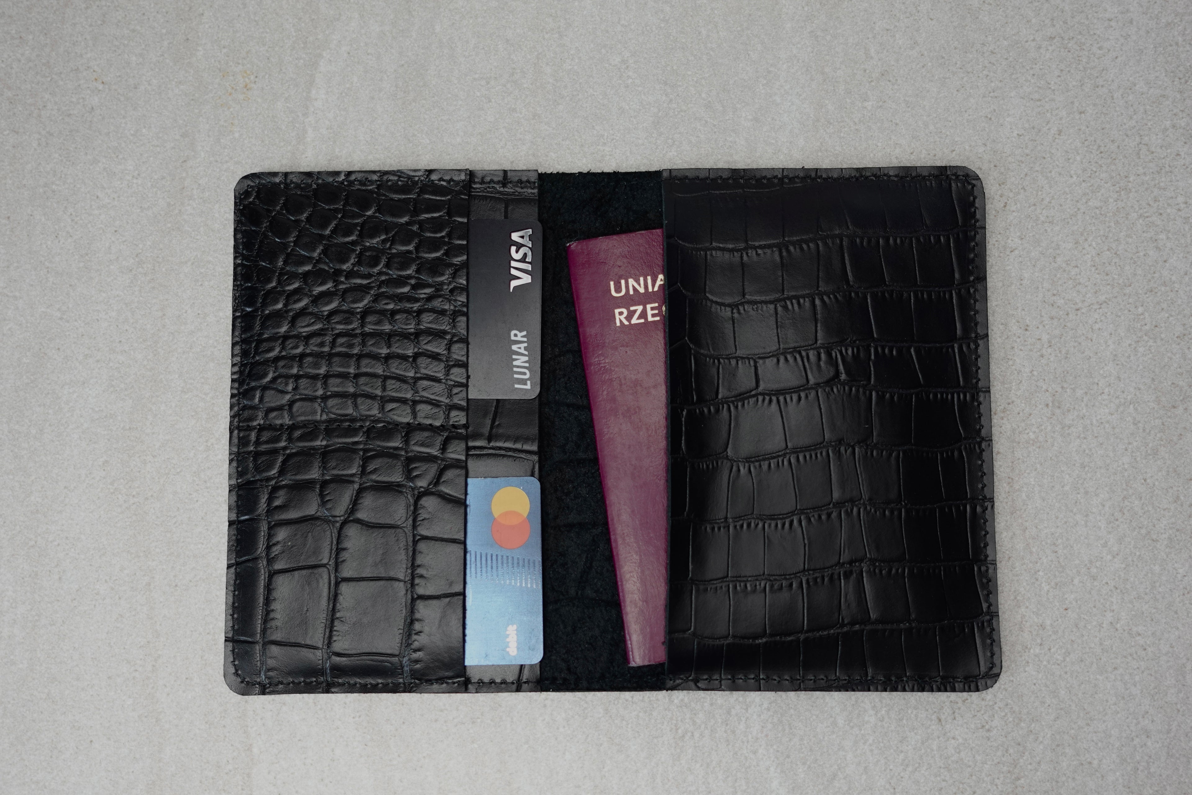 Wallet with Card Slots Black Croc