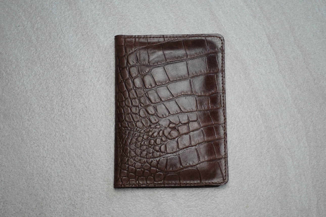 Wallet with Card Slots Chocolate Brown Croc